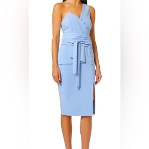 Elegant Blue One-Shoulder‎ Dress